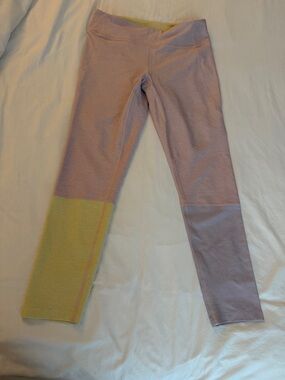 Outdoor Voices Lilac and Lime Colorblock Leggings